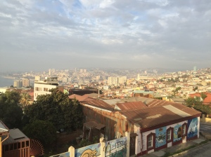 A view of Valparaíso from Plaza Bismarck on Cerro Alegre.